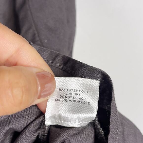 Evereve XSmall Gray Cotton Poplin Top Half Button Front Bishop Collar Sleeveless - Picture 7 of 7